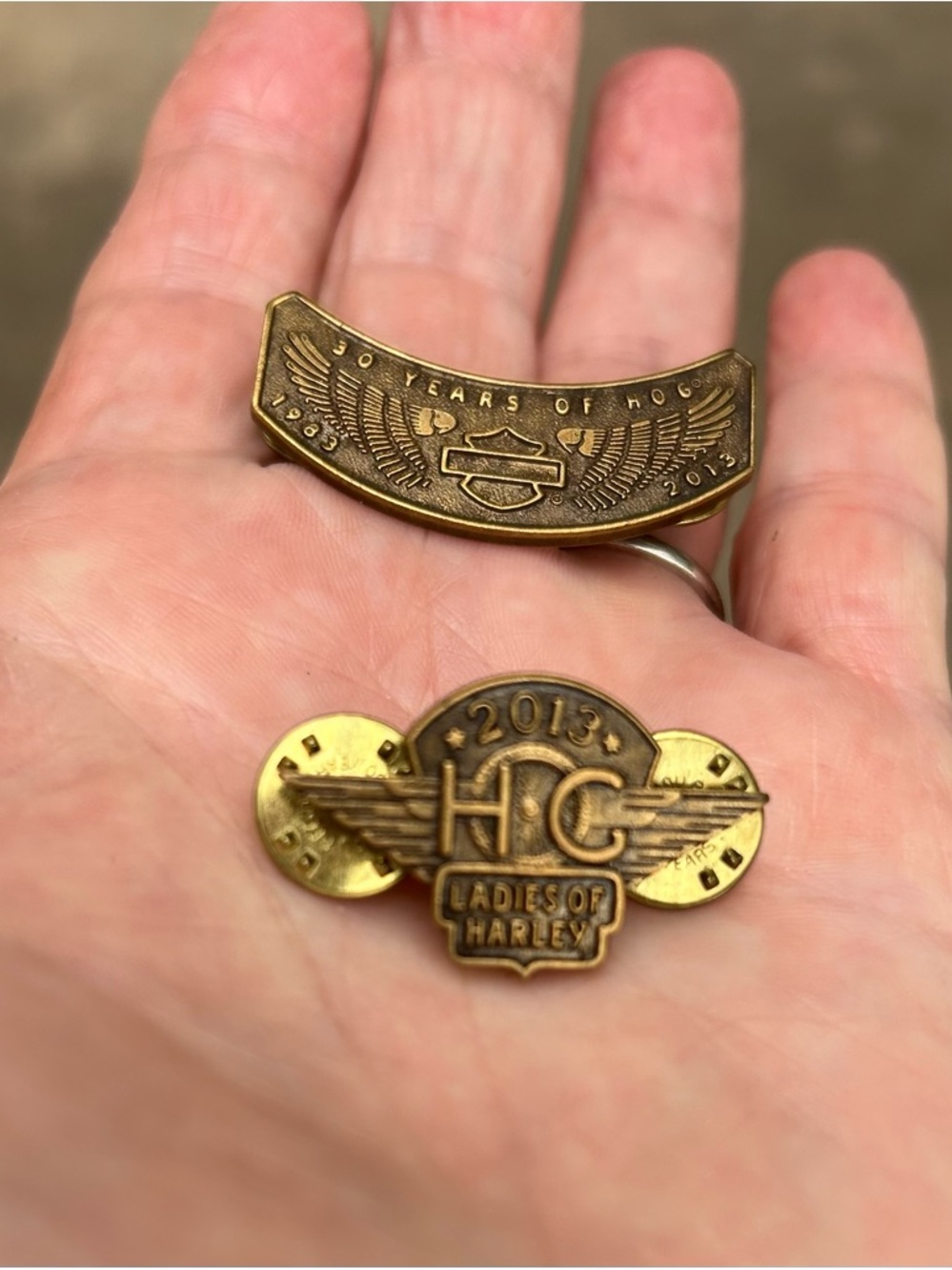 Harley-Davidson Brass Ladies of Harley 2013 Pin Set  of 2 - Gold-tone